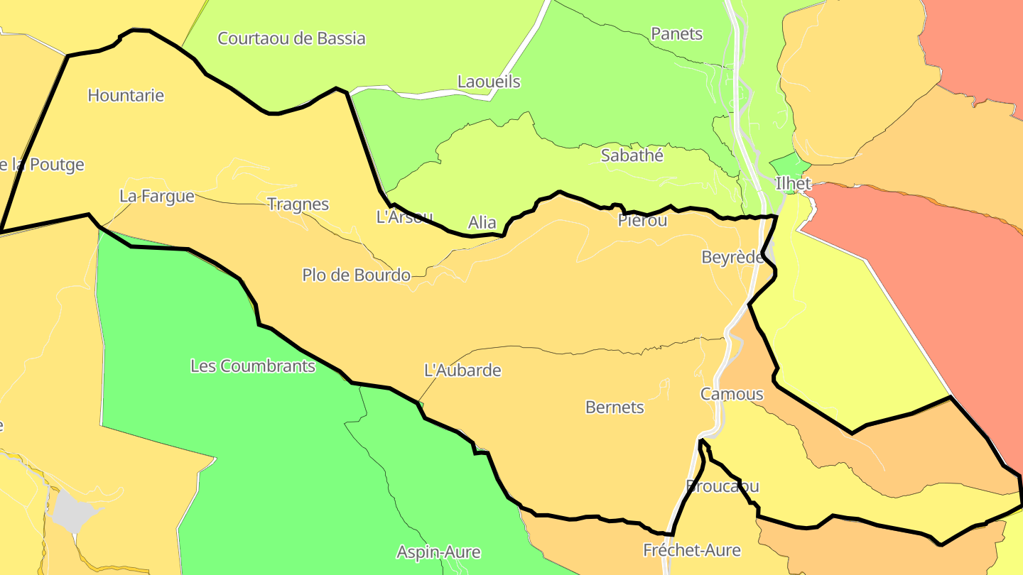 Carte des prix de l'immobilier Beyrède-Jumet-Camous