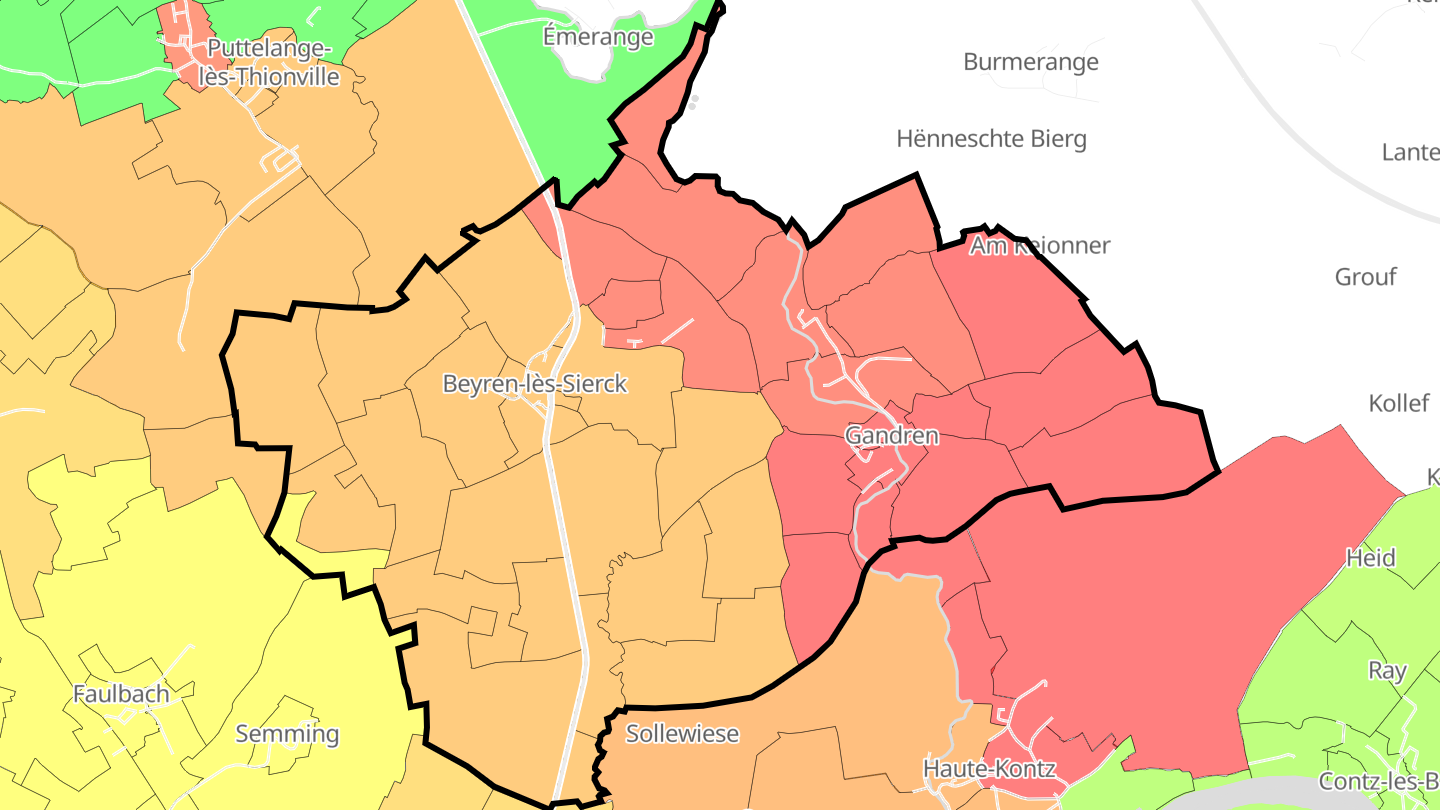 Carte des prix de l'immobilier Beyren-lès-Sierck
