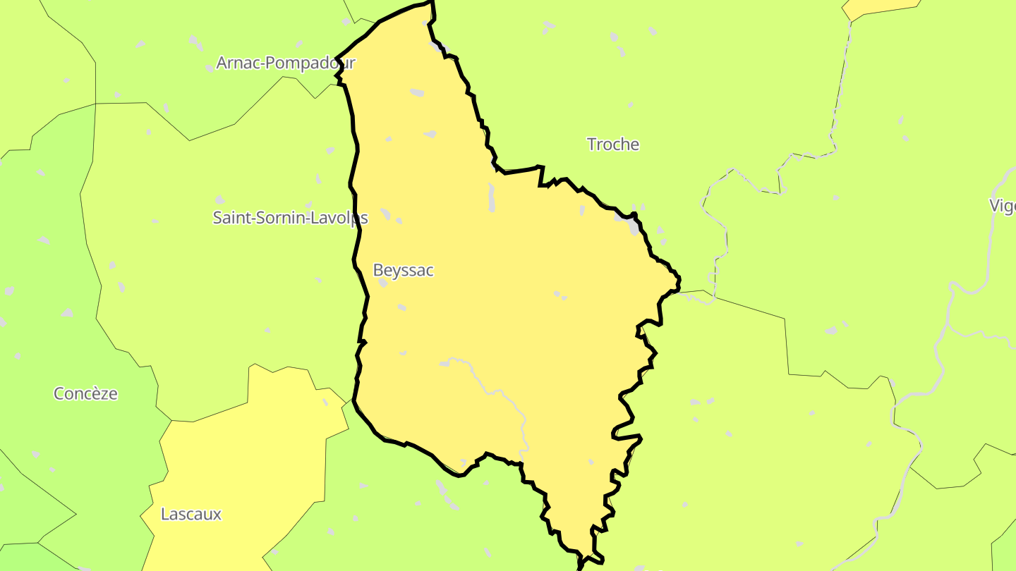 Carte des prix de l'immobilier Beyssac