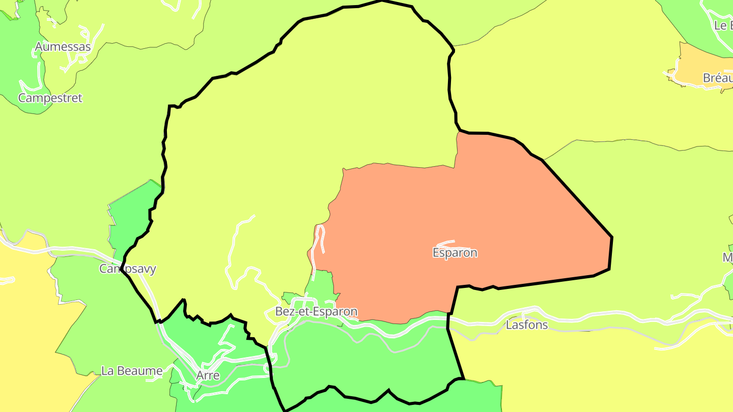 Carte des prix de l'immobilier Bez-et-Esparon