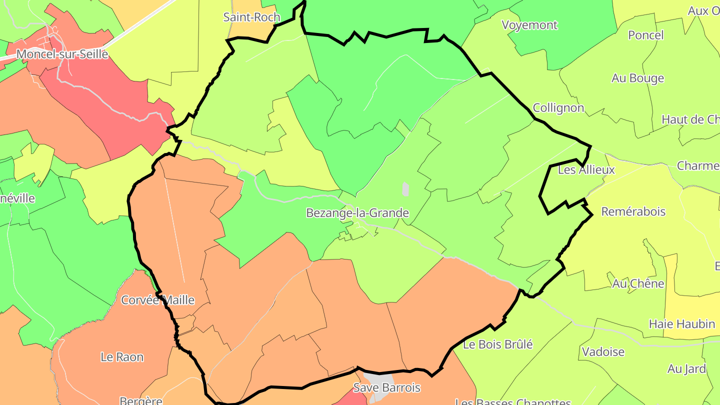 Carte des prix de l'immobilier Bezange-la-Grande
