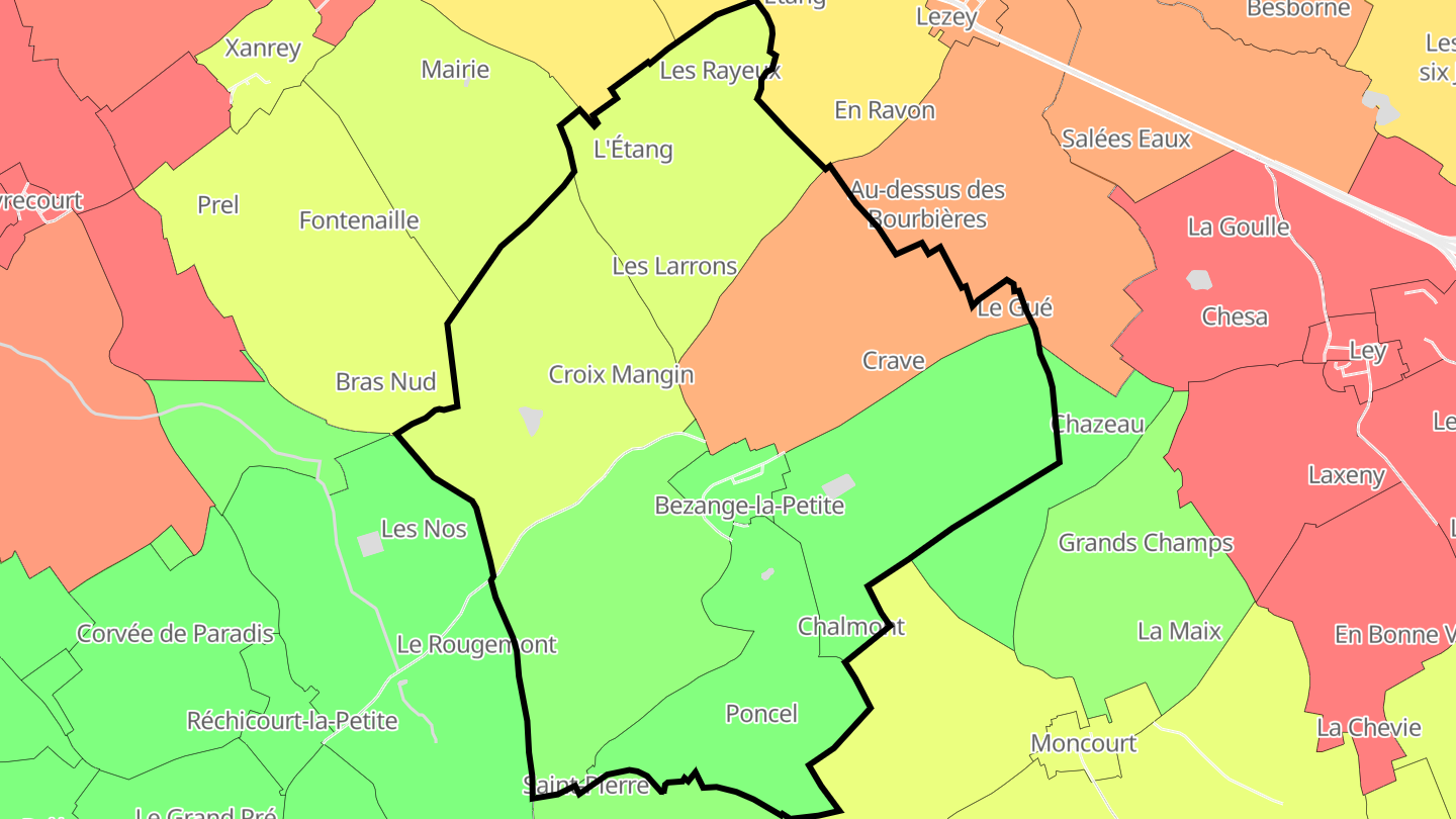 Carte des prix de l'immobilier Bezange-la-Petite