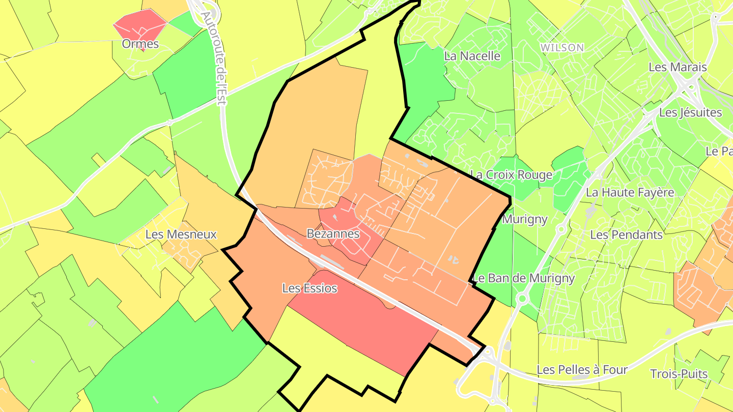 Carte des prix de l'immobilier Bezannes