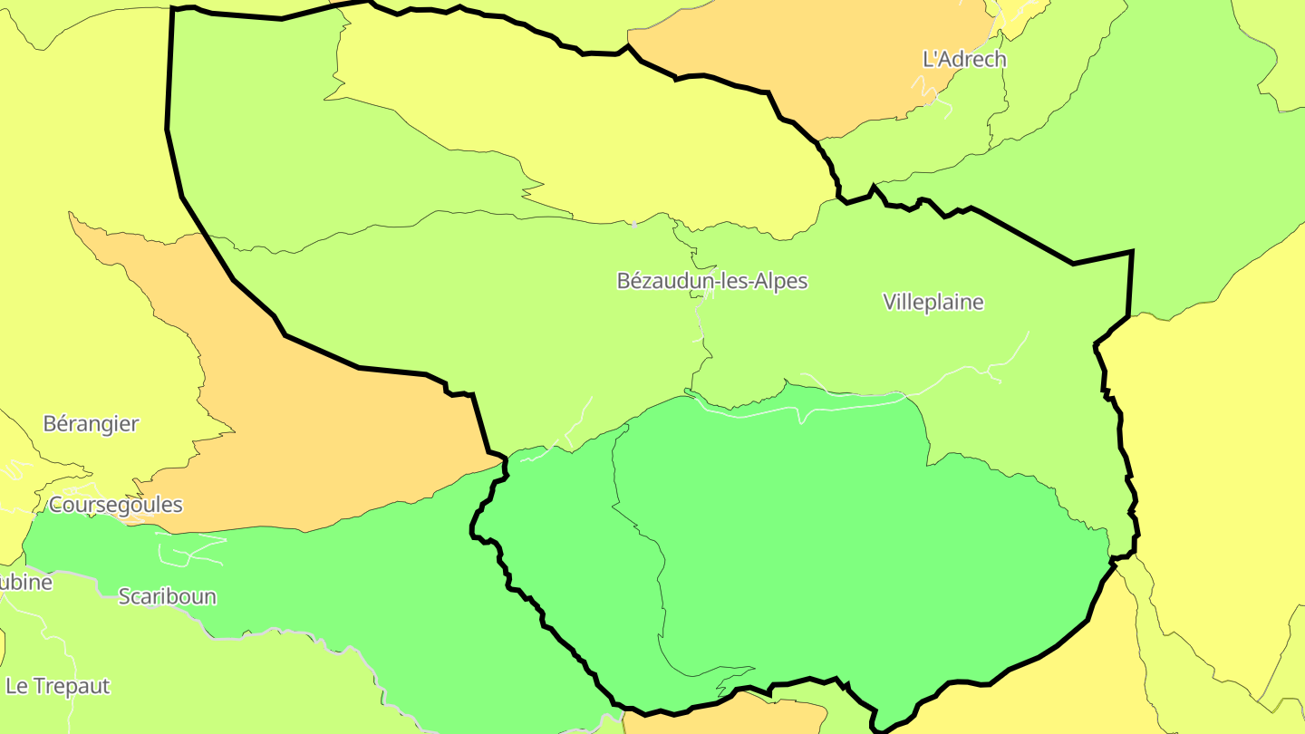 Carte des prix de l'immobilier Bézaudun-les-Alpes