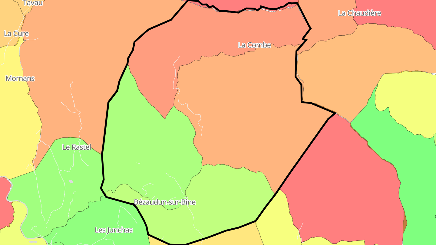 Carte des prix de l'immobilier Bézaudun-sur-Bîne