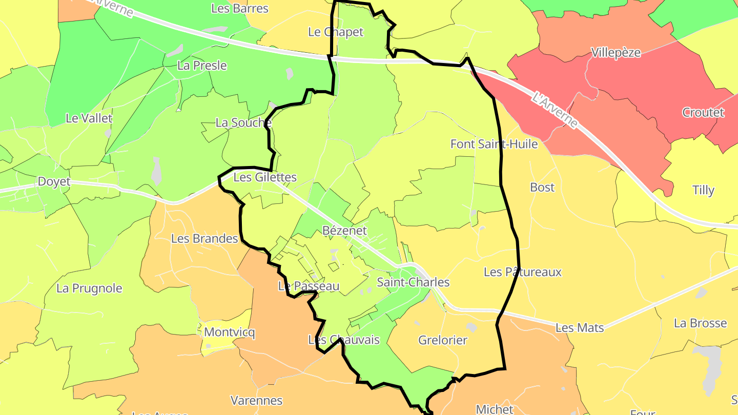 Carte des prix de l'immobilier Bézenet