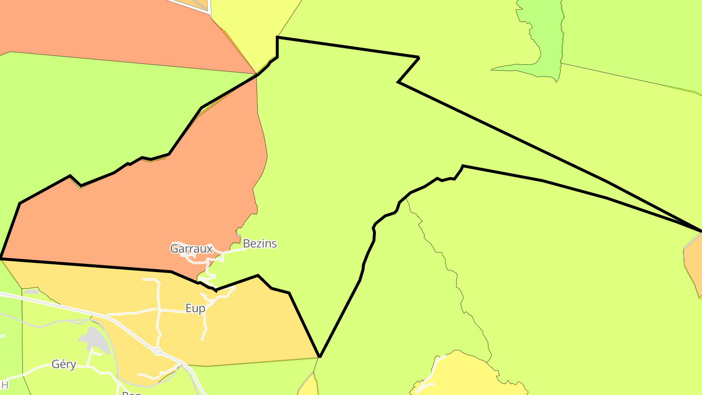 Carte des prix de l'immobilier Bezins-Garraux
