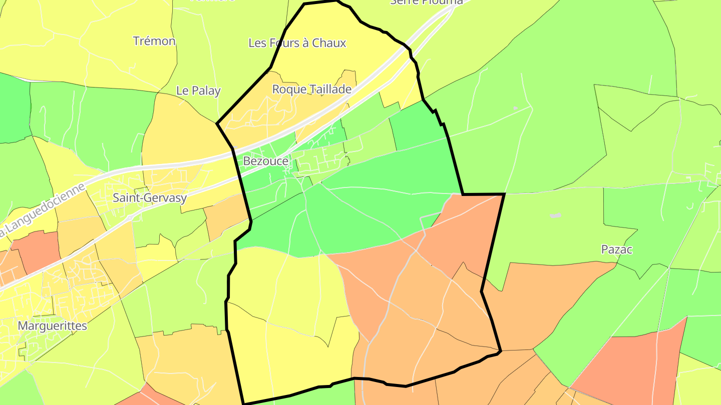 Carte des prix de l'immobilier Bezouce