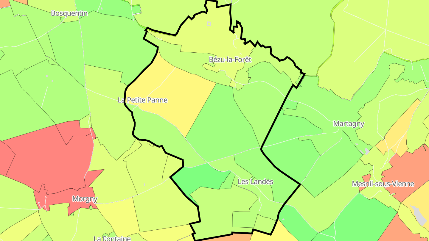 Carte des prix de l'immobilier Bézu-la-Forêt