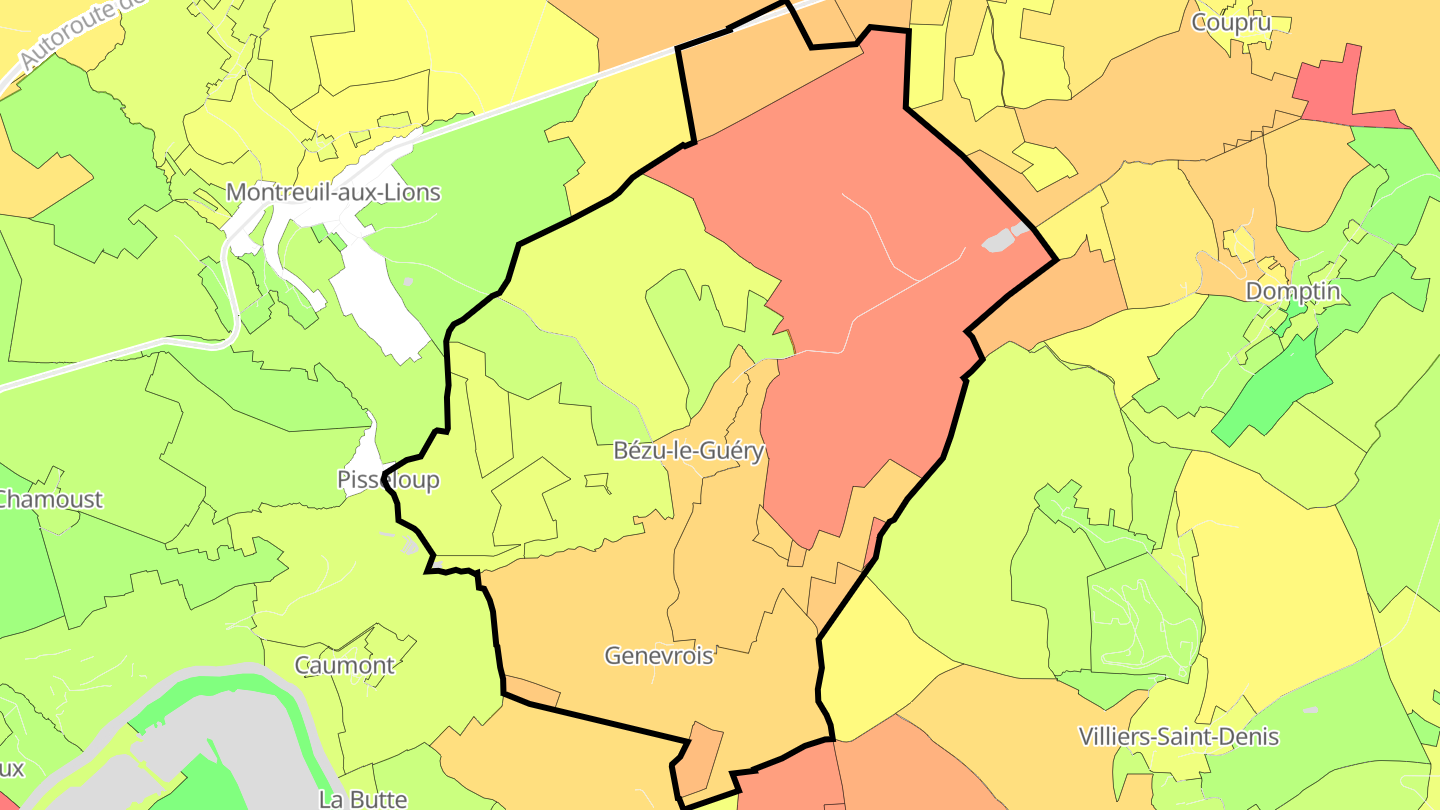 Carte des prix de l'immobilier Bézu-le-Guéry