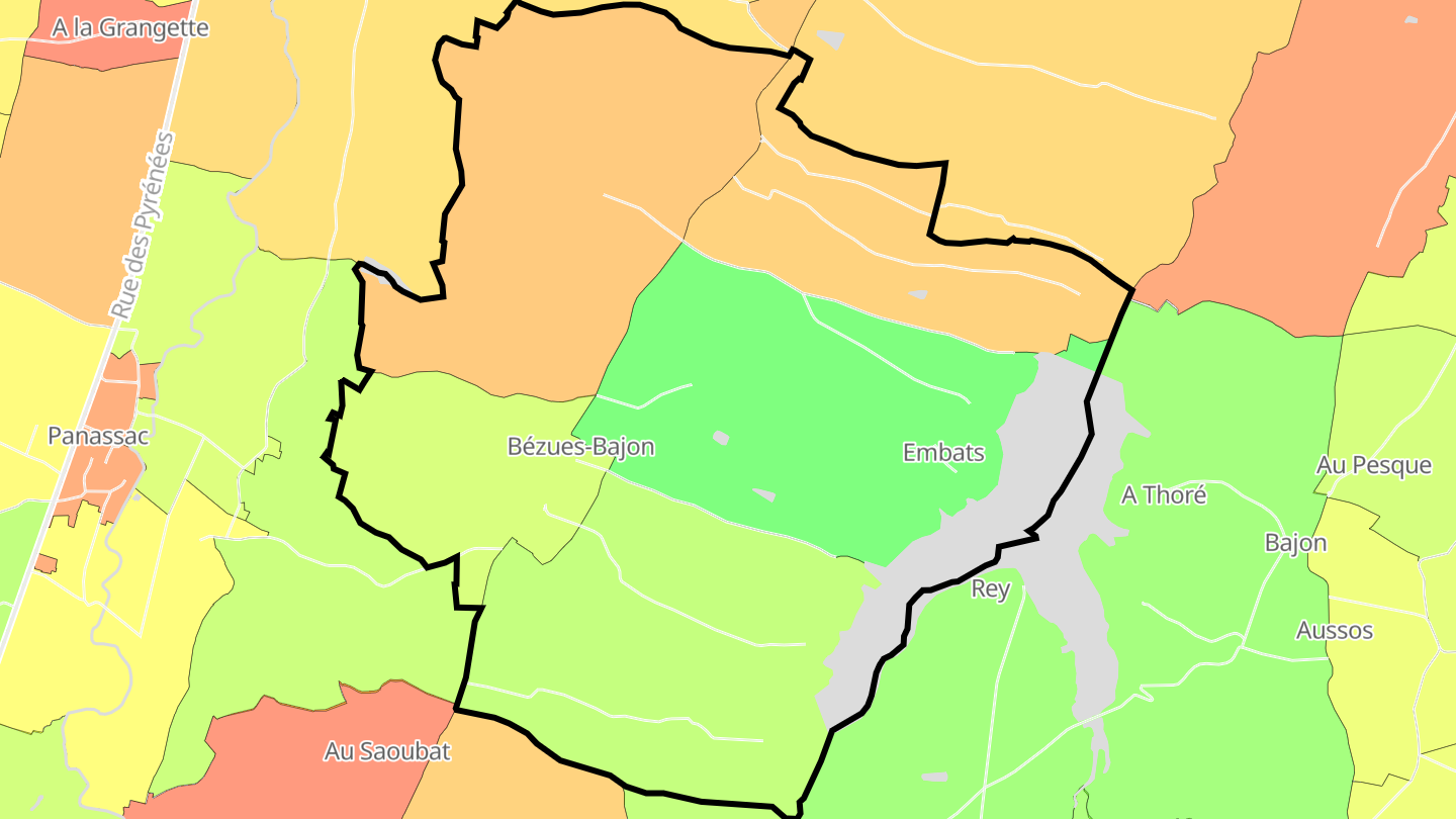 Carte des prix de l'immobilier Bézues-Bajon