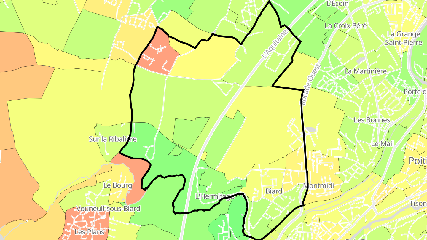 Carte des prix de l'immobilier Biard