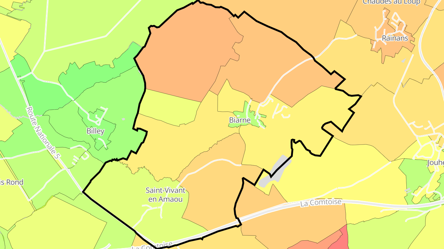 Carte des prix de l'immobilier Biarne