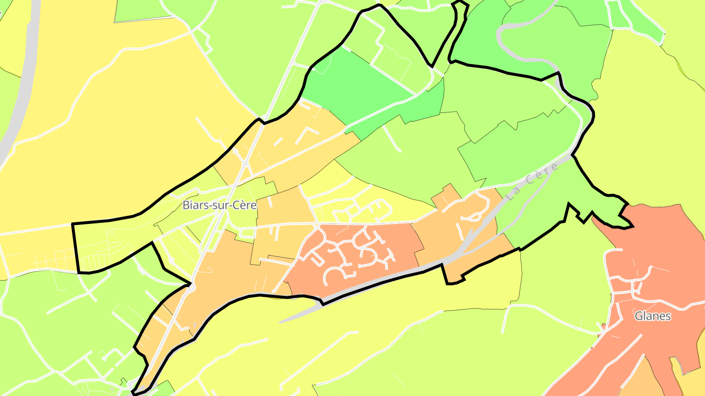 Carte des prix de l'immobilier Biars-sur-Cère