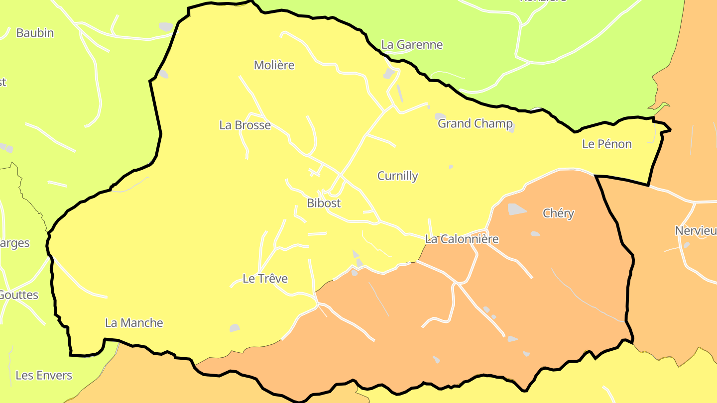 Carte des prix de l'immobilier Bibost