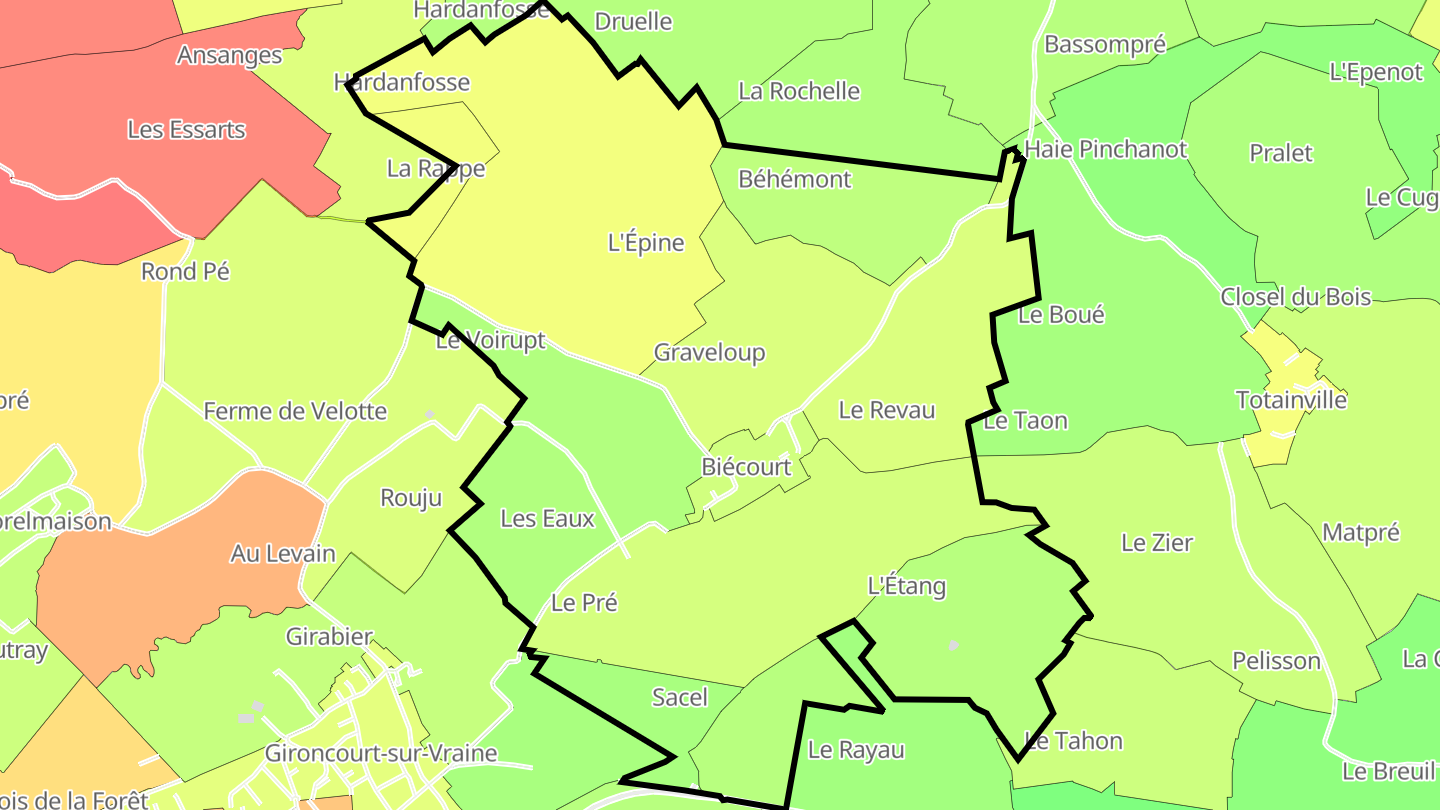 Carte des prix de l'immobilier Biécourt