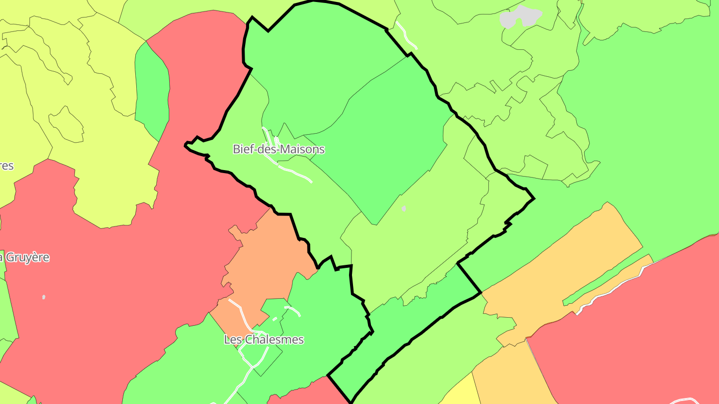 Carte des prix de l'immobilier Bief-des-Maisons