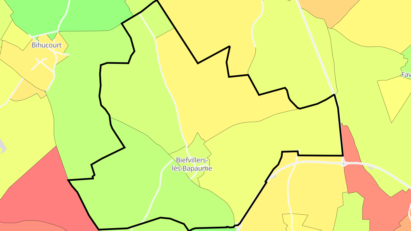 Carte des prix de l'immobilier Biefvillers-lès-Bapaume