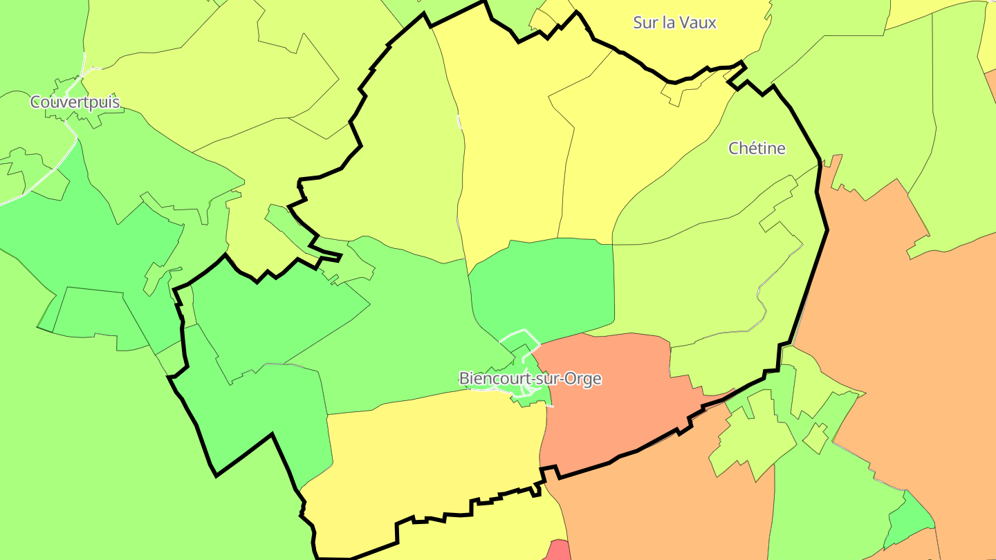 Carte des prix de l'immobilier Biencourt-sur-Orge
