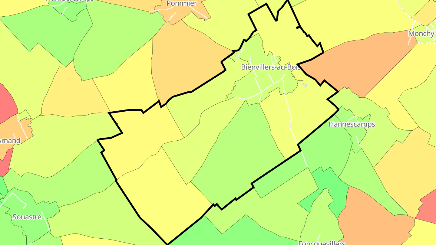 Carte des prix de l'immobilier Bienvillers-au-Bois