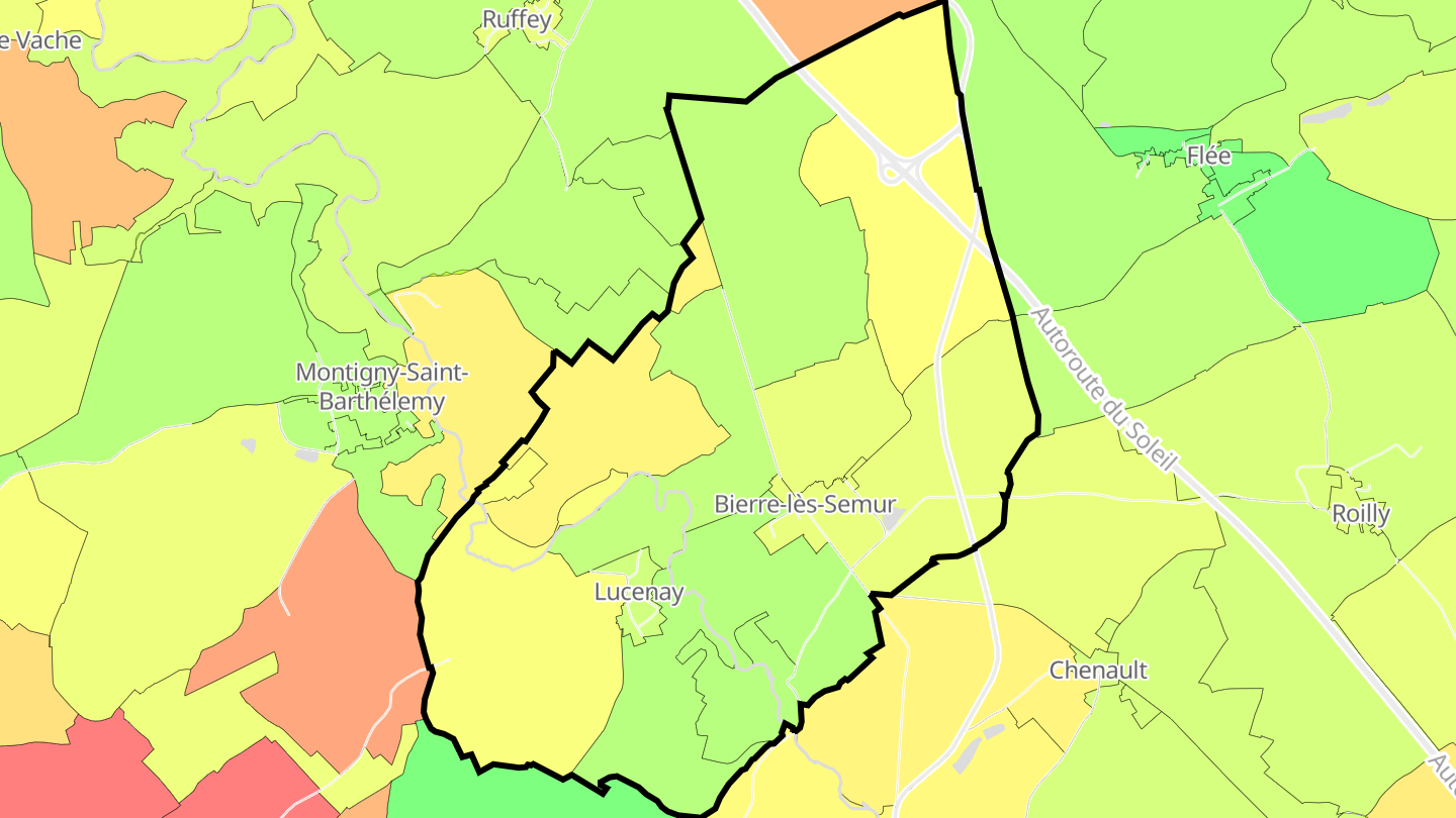 Carte des prix de l'immobilier Bierre-lès-Semur