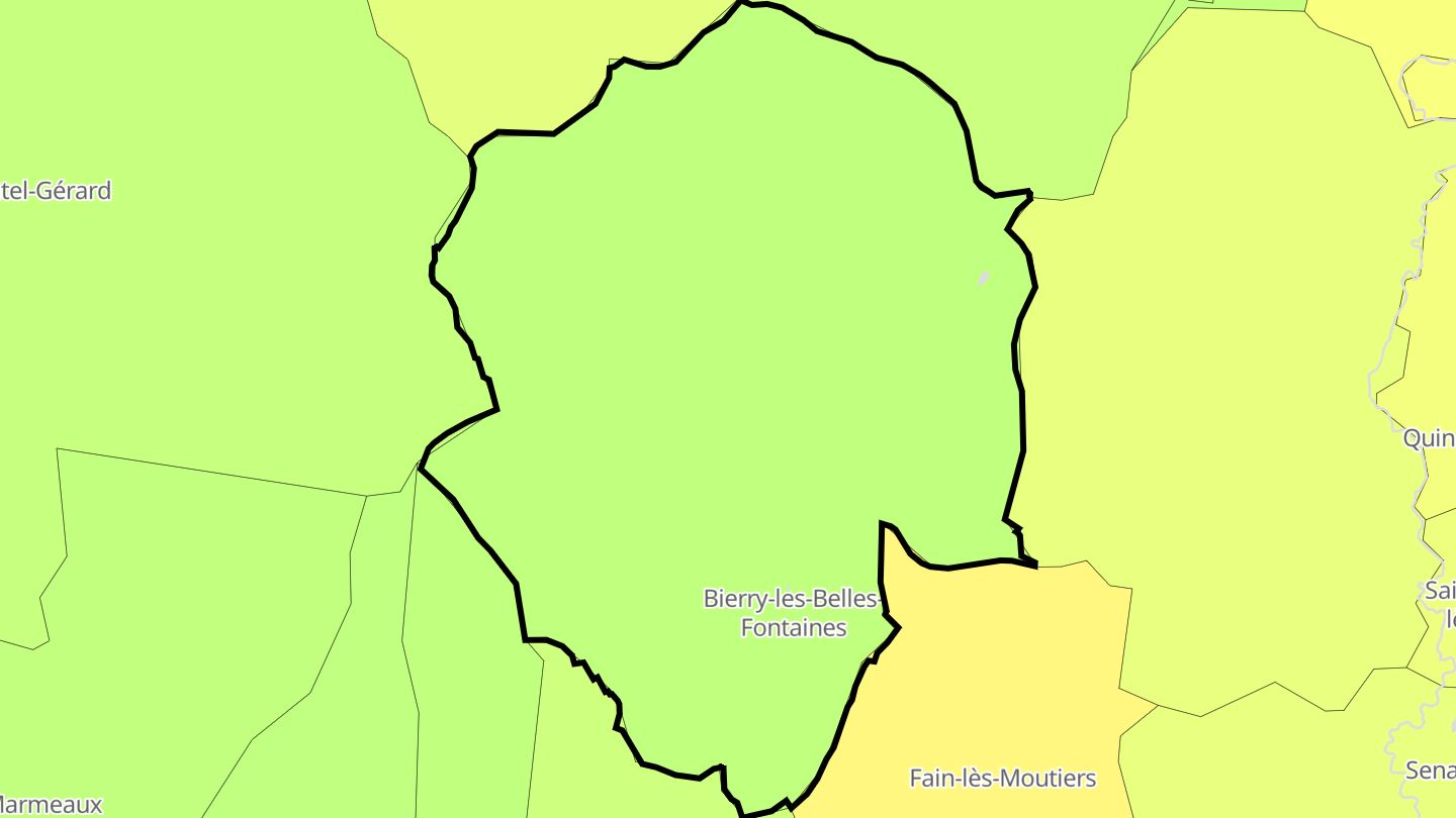 Carte des prix de l'immobilier Bierry-les-Belles-Fontaines