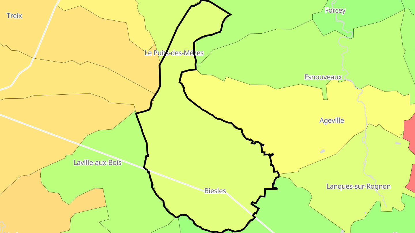 Carte des prix de l'immobilier Biesles