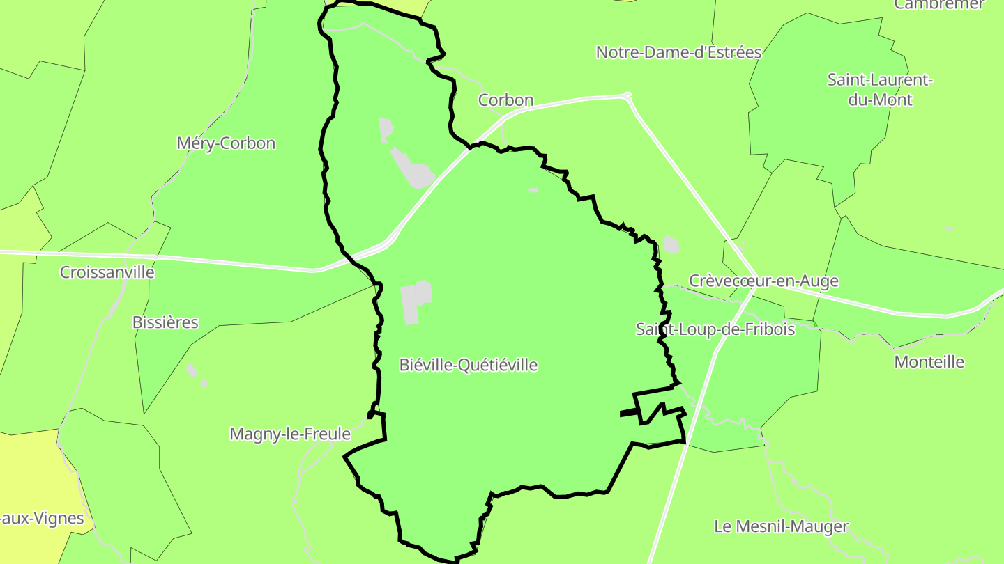 Carte des prix de l'immobilier Biéville-Quétiéville