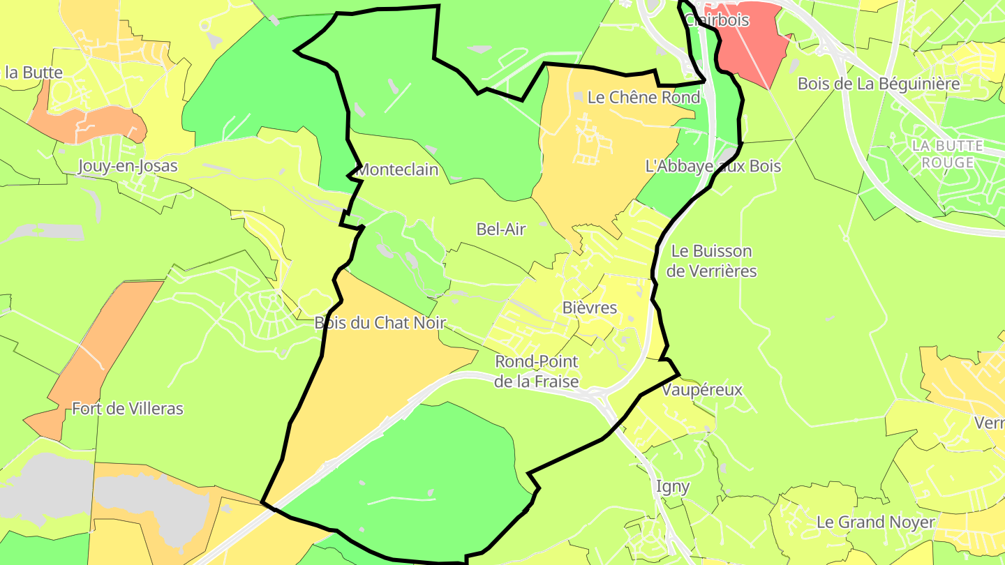 Carte des prix de l'immobilier Bièvres