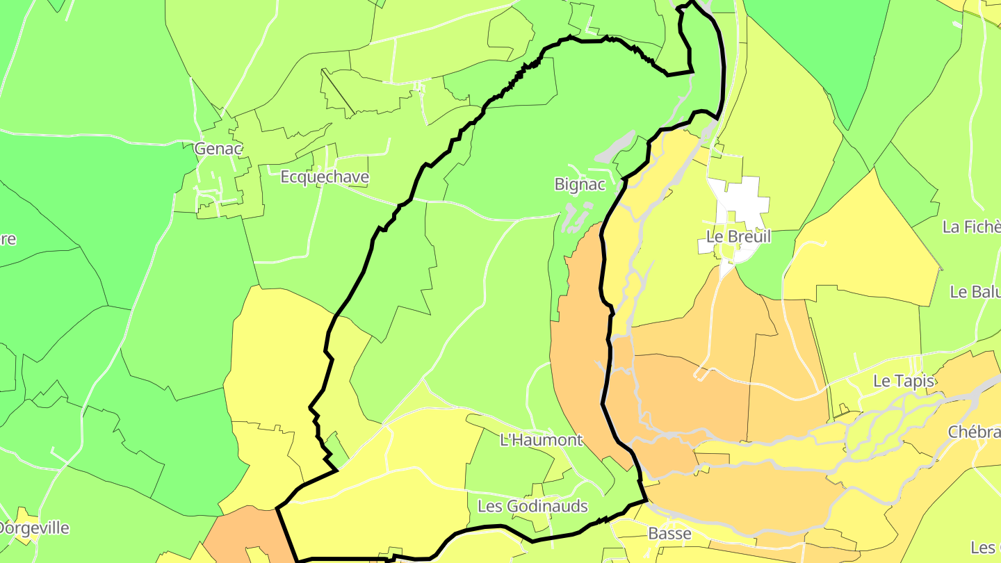 Carte des prix de l'immobilier Bignac