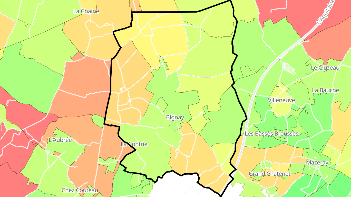 Carte des prix de l'immobilier Bignay