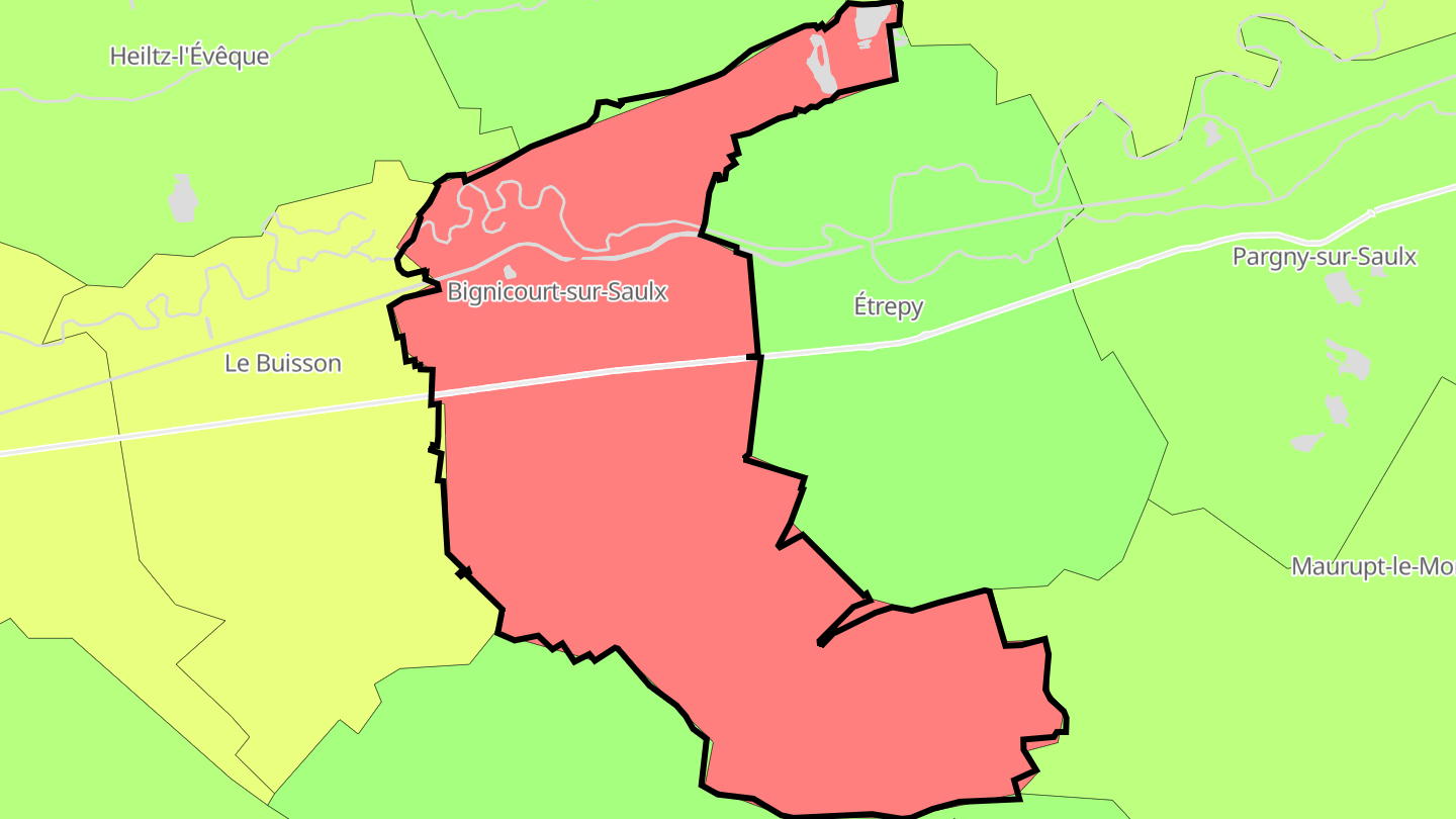 Carte des prix de l'immobilier Bignicourt-sur-Saulx