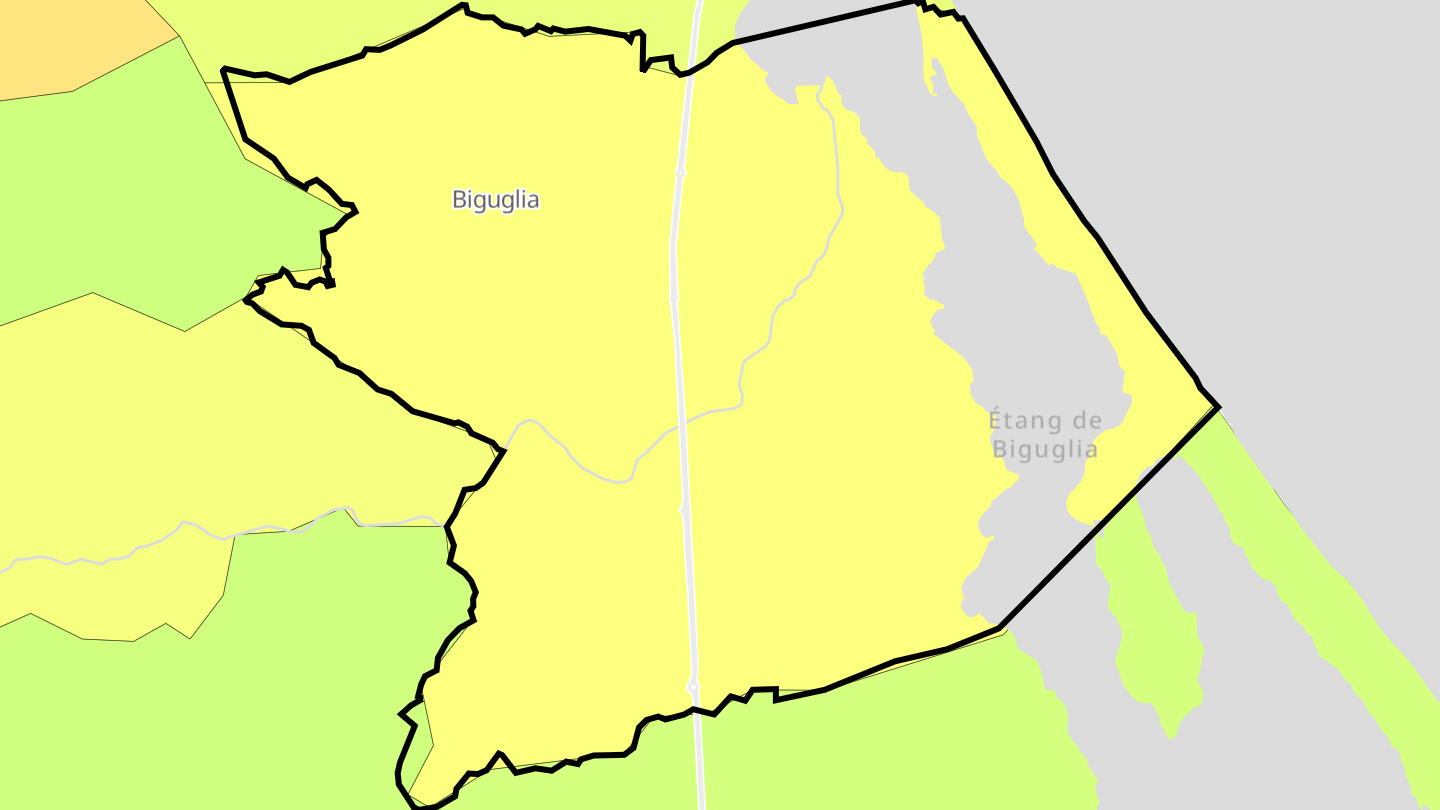 Carte des prix de l'immobilier Biguglia
