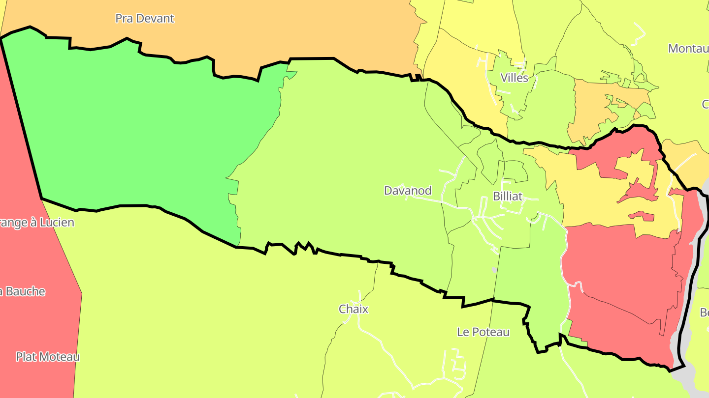 Carte des prix de l'immobilier Billiat