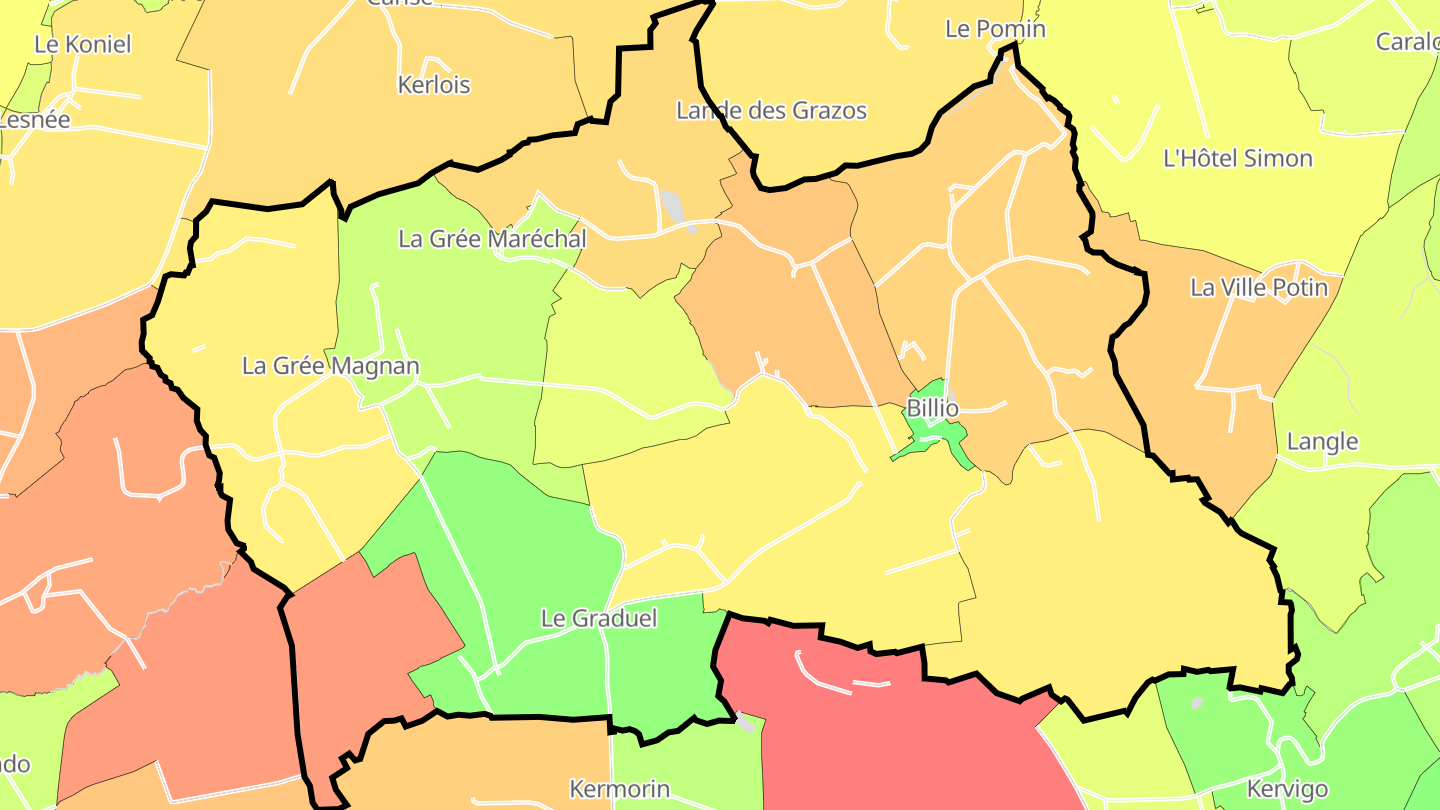 Carte des prix de l'immobilier Billio