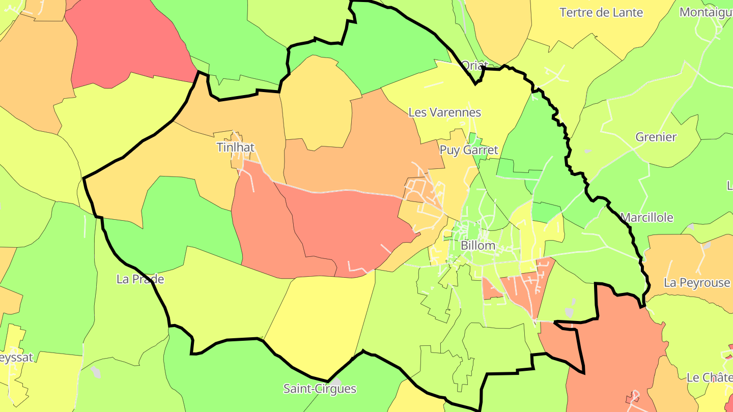 Carte des prix de l'immobilier Billom