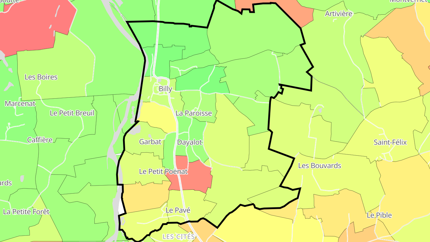 Carte des prix de l'immobilier Billy