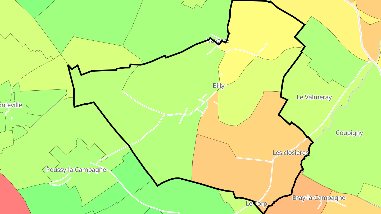 Carte des prix de l'immobilier Billy
