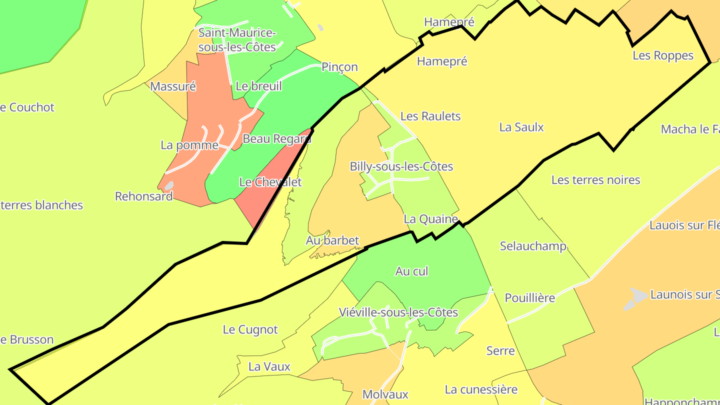 Carte des prix de l'immobilier Billy-sous-les-Côtes