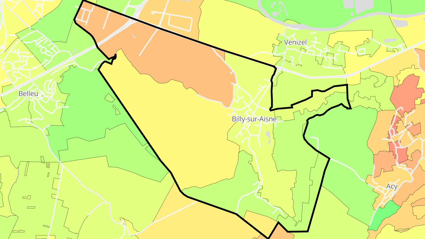 Carte des prix de l'immobilier Billy-sur-Aisne