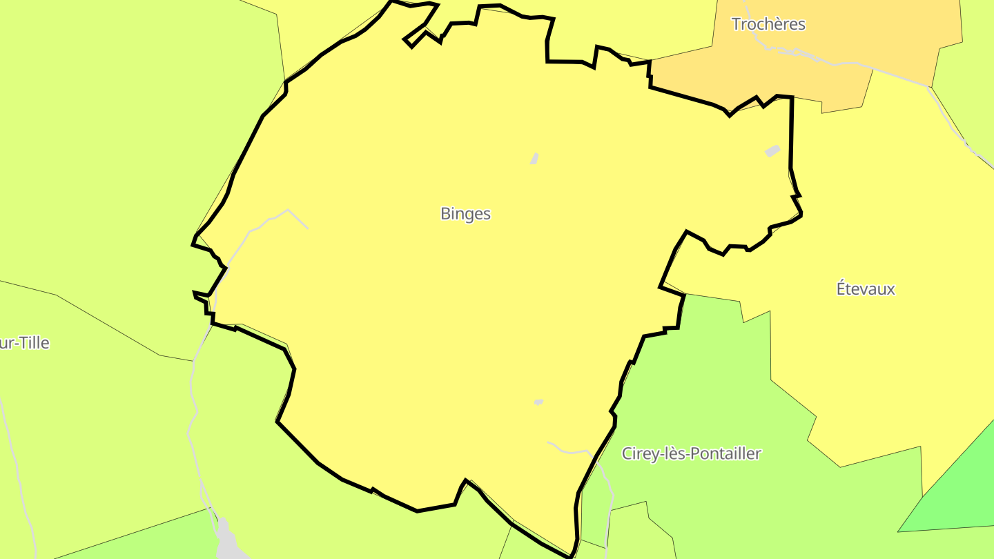 Carte des prix de l'immobilier Binges
