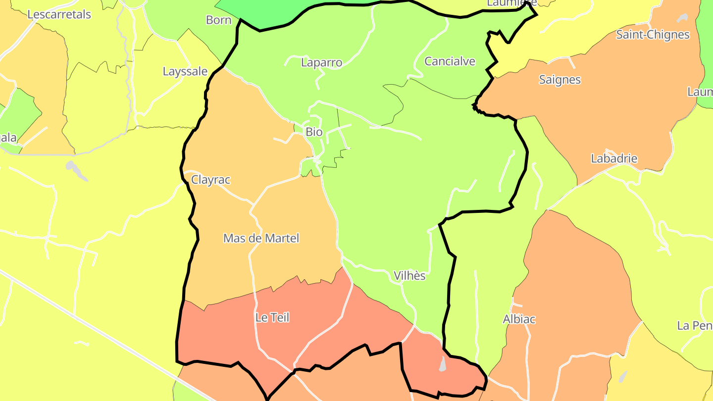 Carte des prix de l'immobilier Bio