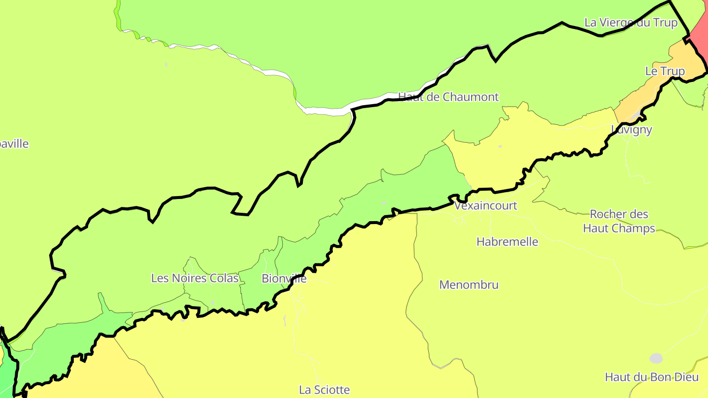 Carte des prix de l'immobilier Bionville