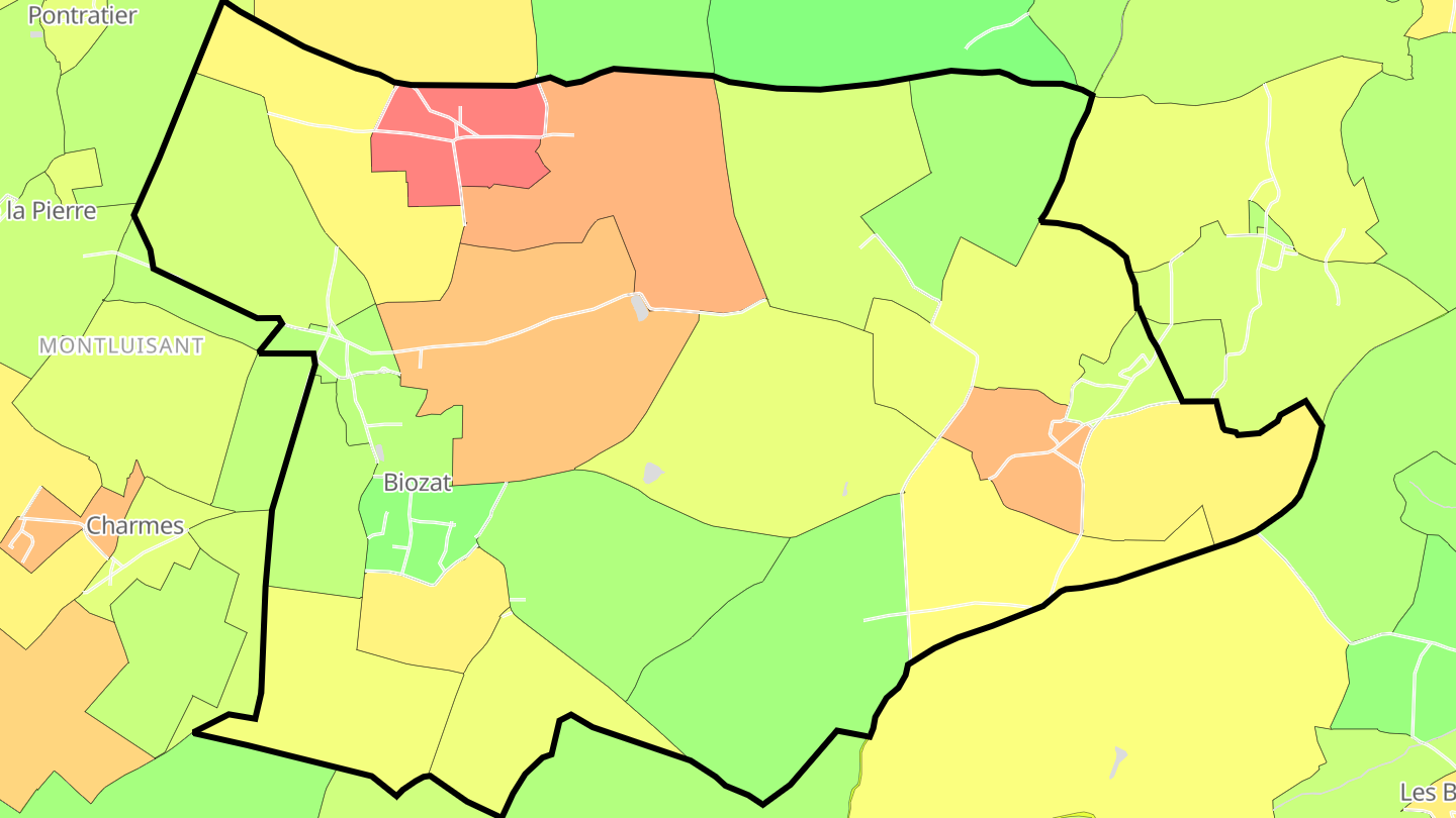 Carte des prix de l'immobilier Biozat