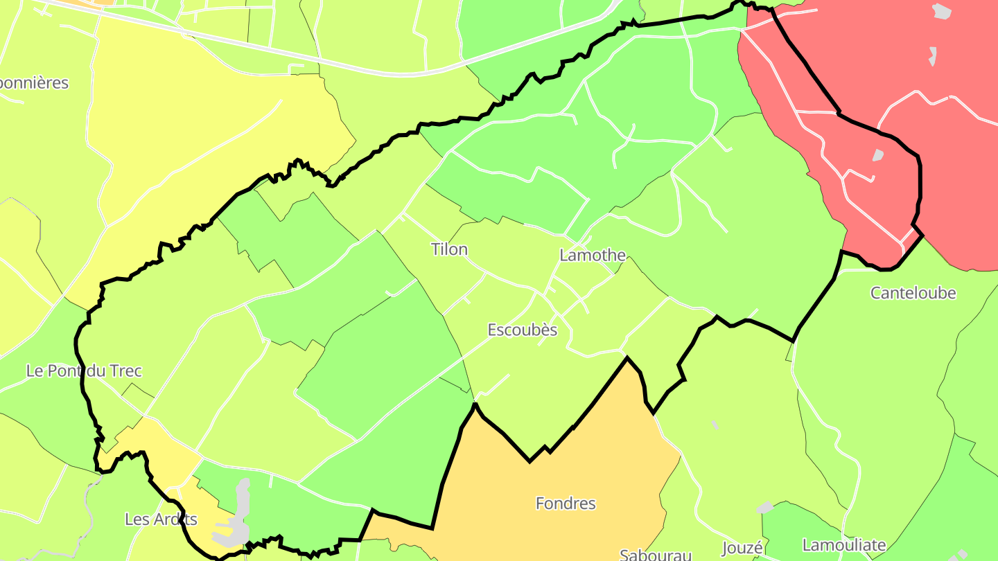 Carte des prix de l'immobilier Birac-sur-Trec