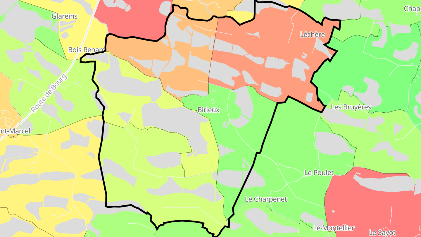 Carte des prix de l'immobilier Birieux