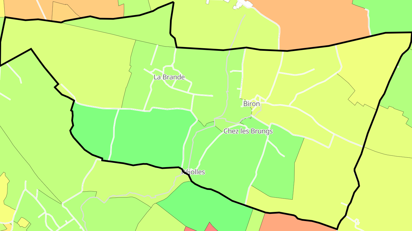 Carte des prix de l'immobilier Biron