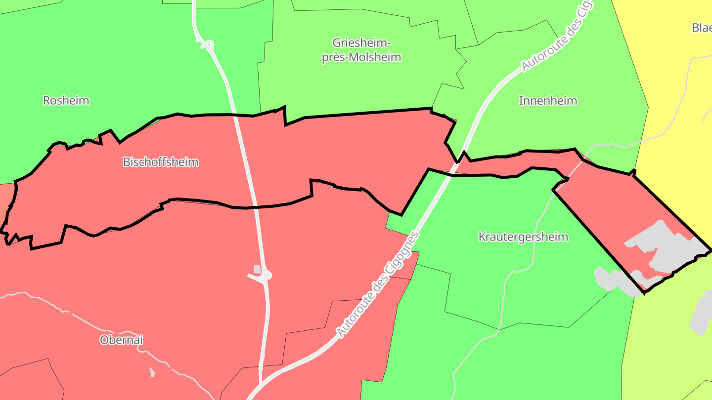 Carte des prix de l'immobilier Bischoffsheim