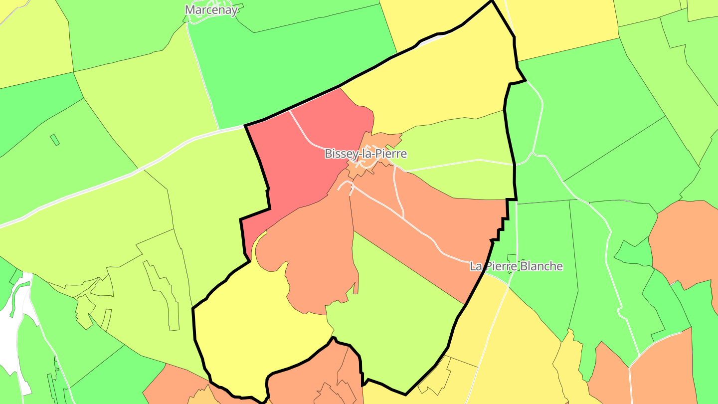 Carte des prix de l'immobilier Bissey-la-Pierre