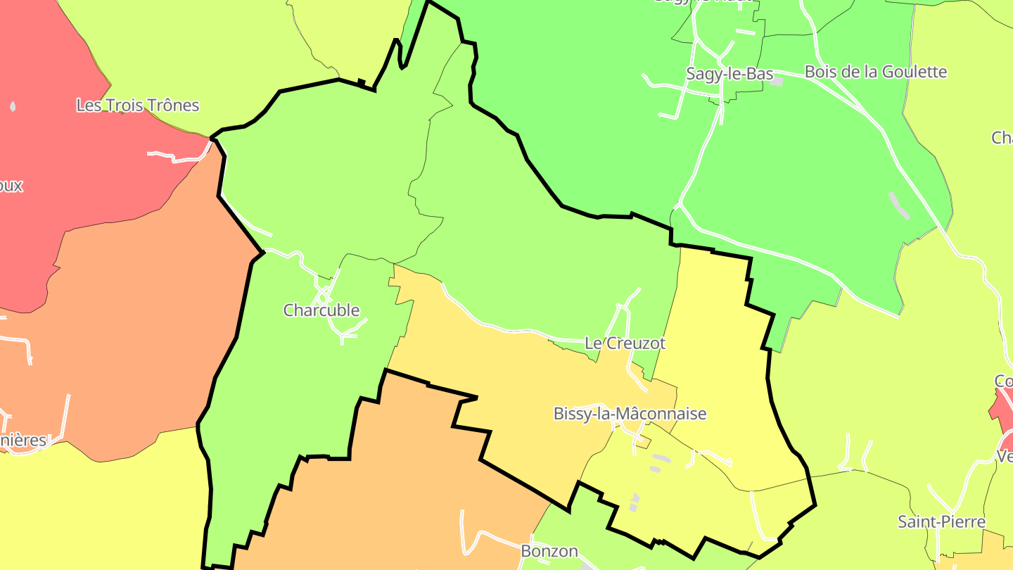 Carte des prix de l'immobilier Bissy-la-Mâconnaise
